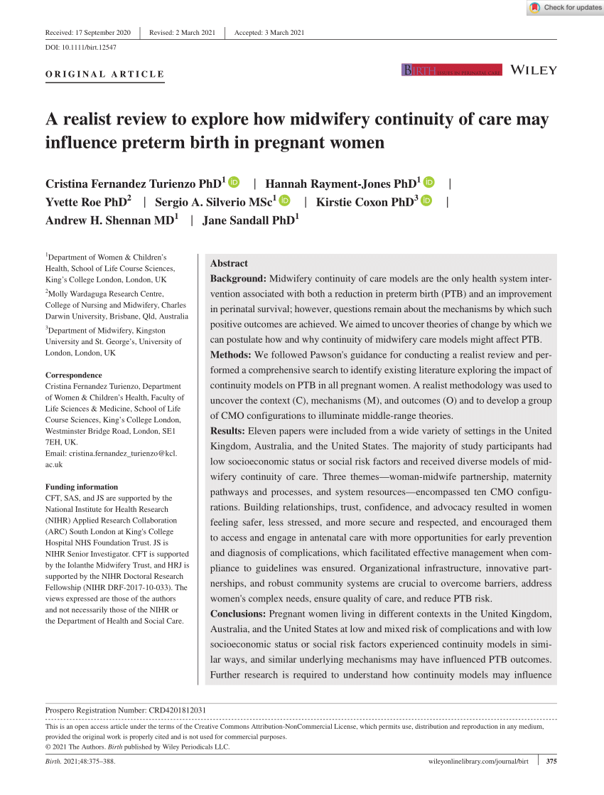 midwifery literature review