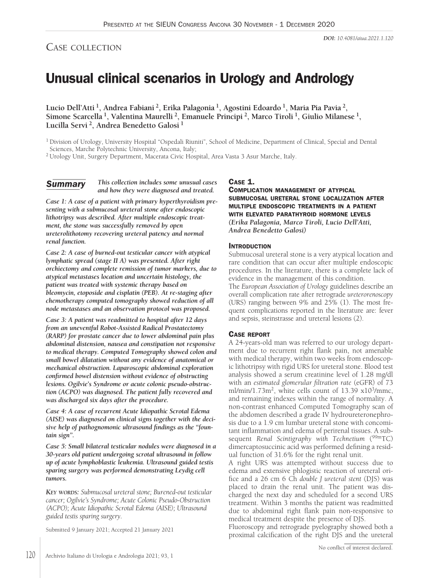 PDF Unusual clinical scenarios in Urology and Andrology