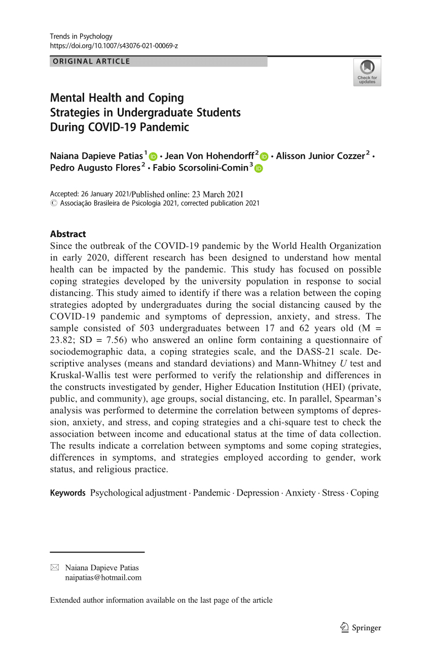 AN OVERVIEW OF PSYCHLOGICAL PERCEPTION, PSYCHOLOGICAL DISTRESS, AND COPING  STRATEGY OF YPPM AL-MUTTAQIEN TEACHERS IN BALIKPAPAN AGAINST COVID-19  PANDEMIC