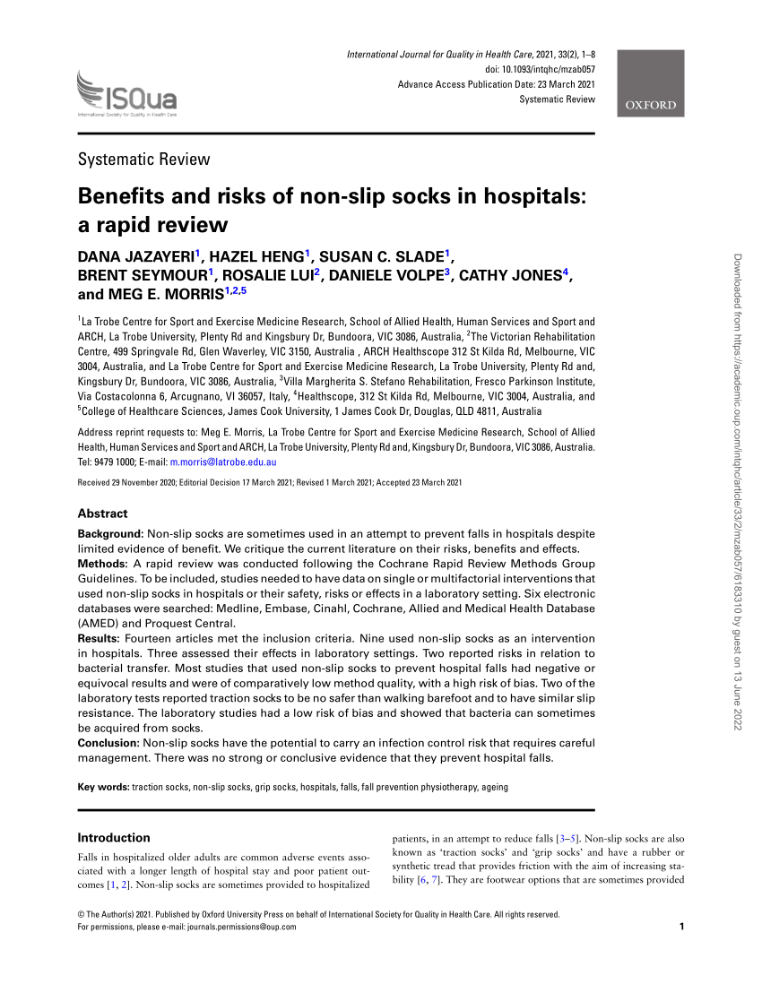 PDF) Benefits and Risks of Non-Slip Socks in Hospitals: A Rapid Review