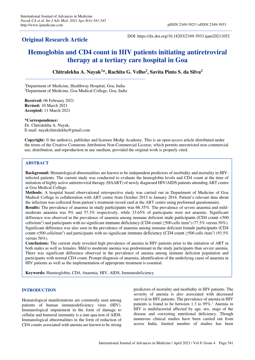 Anaemia In Association With Antiretroviral Use And Hiv Disease Stage Download Table