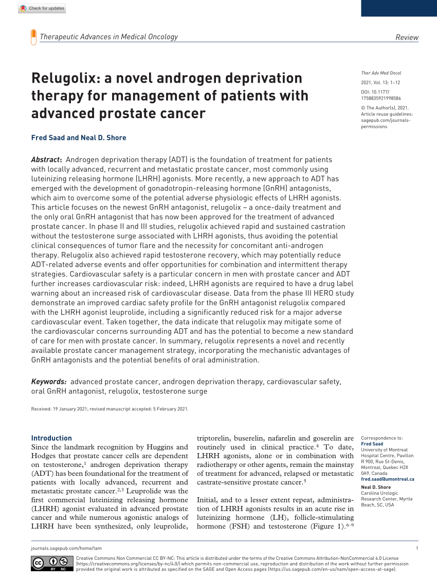 Pdf Relugolix A Novel Androgen Deprivation Therapy For Management Of Patients With Advanced 9020