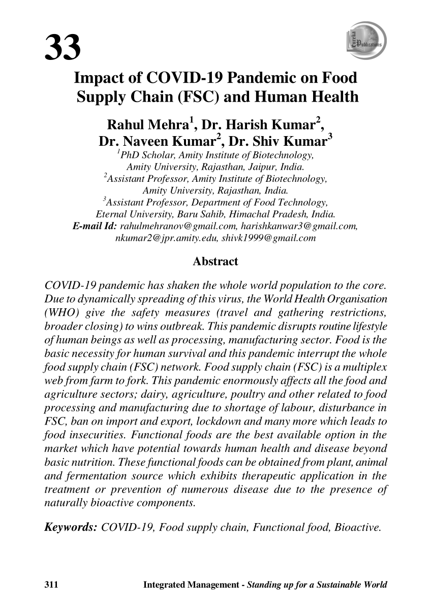 food supply chain research paper