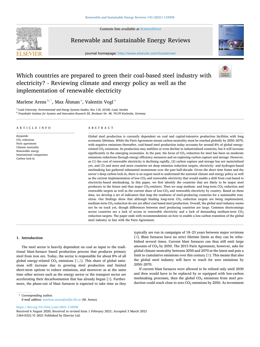 Opportunities and challenges for decarbonizing steel production by creating  markets for 'green steel' products - ScienceDirect