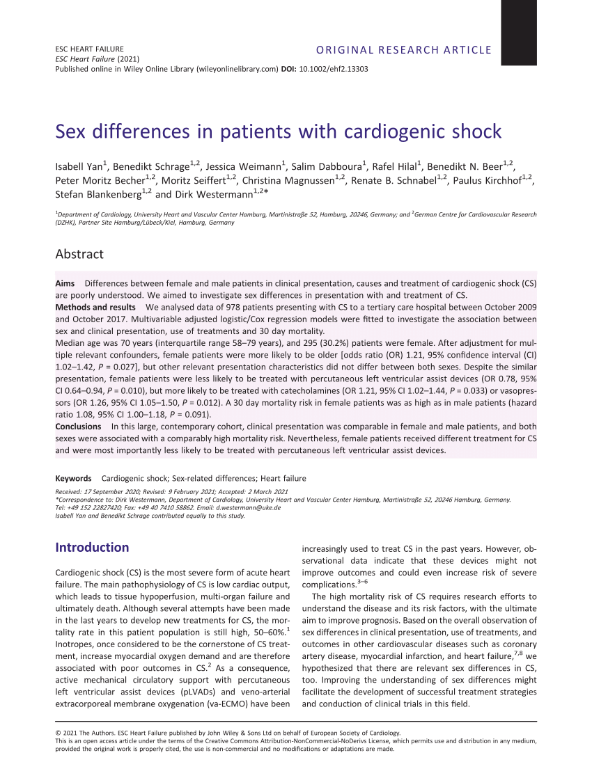 PDF) Sex differences in patients with cardiogenic shock