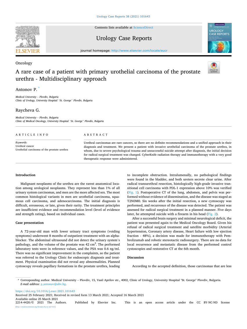 Pdf A Rare Case Of A Patient With Primary Urothelial Carcinoma Of The Prostate Urethra 3034