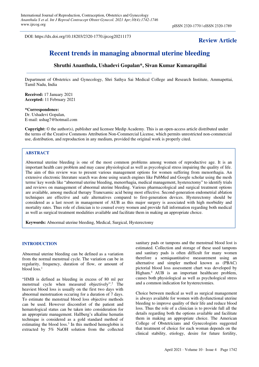 pdf-recent-trends-in-managing-abnormal-uterine-bleeding