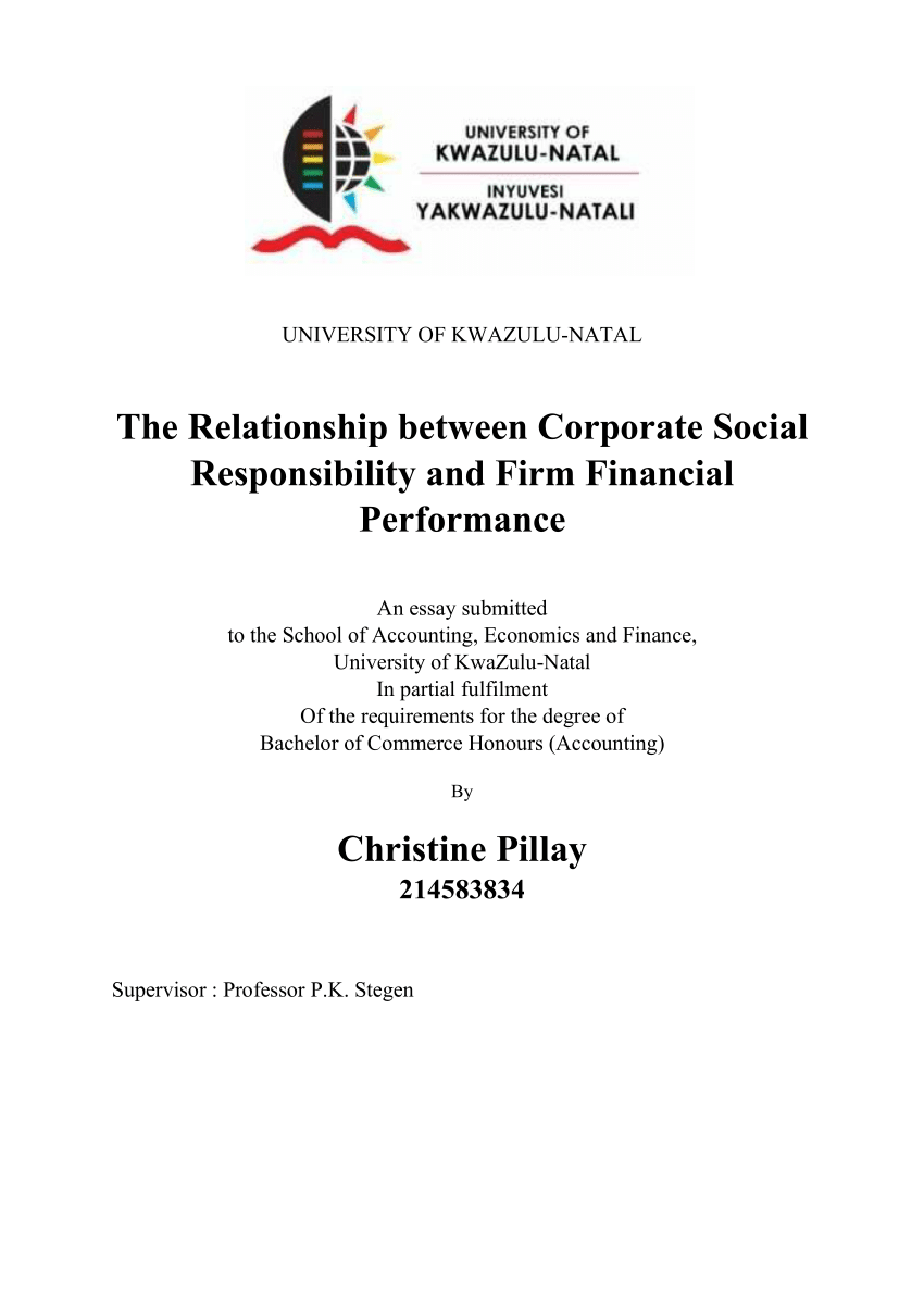 corporate social responsibility and firm performance thesis
