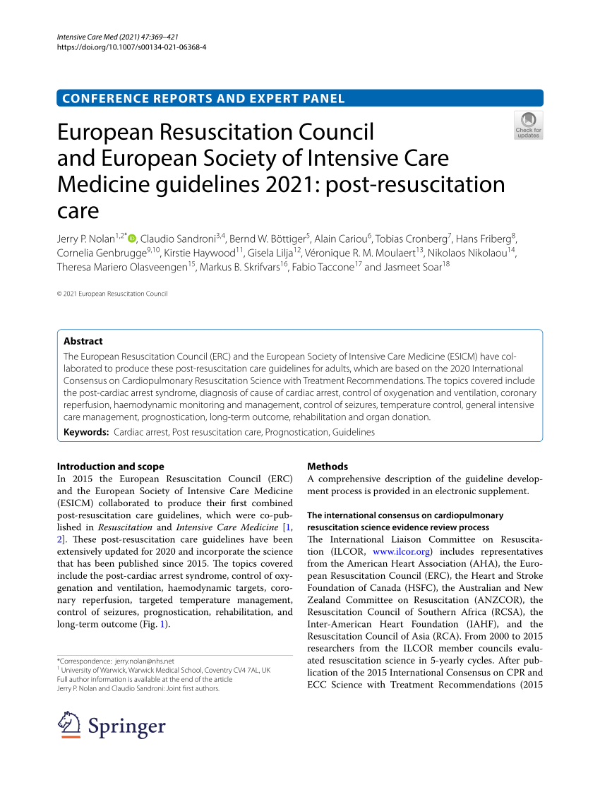 (PDF) European Resuscitation Council and European Society of Intensive