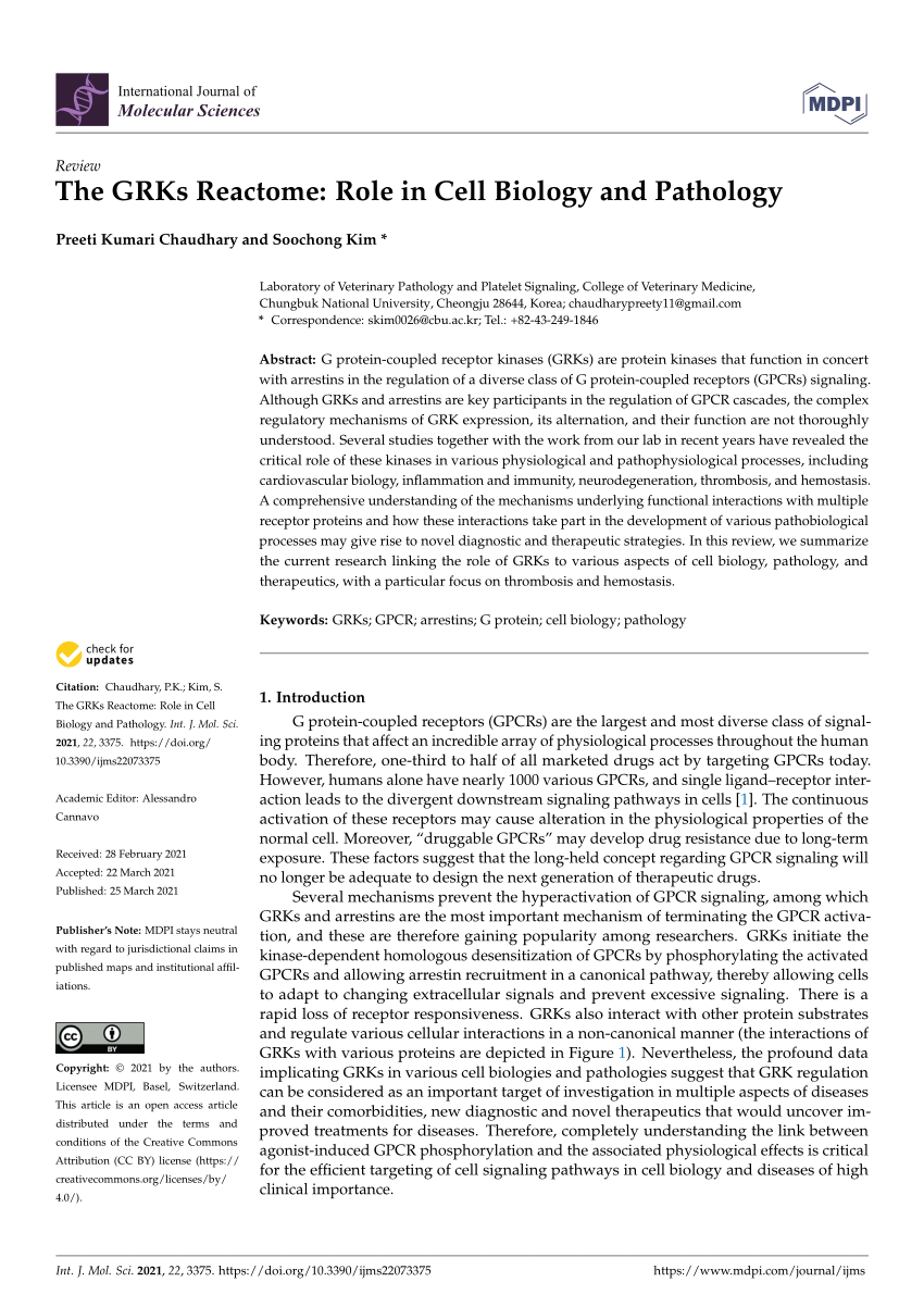 Pdf The Grks Reactome Role In Cell Biology And Pathology