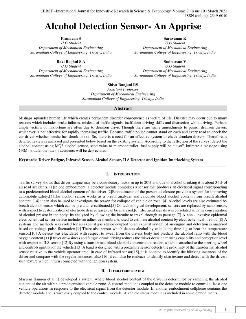 alcohol sensor research paper