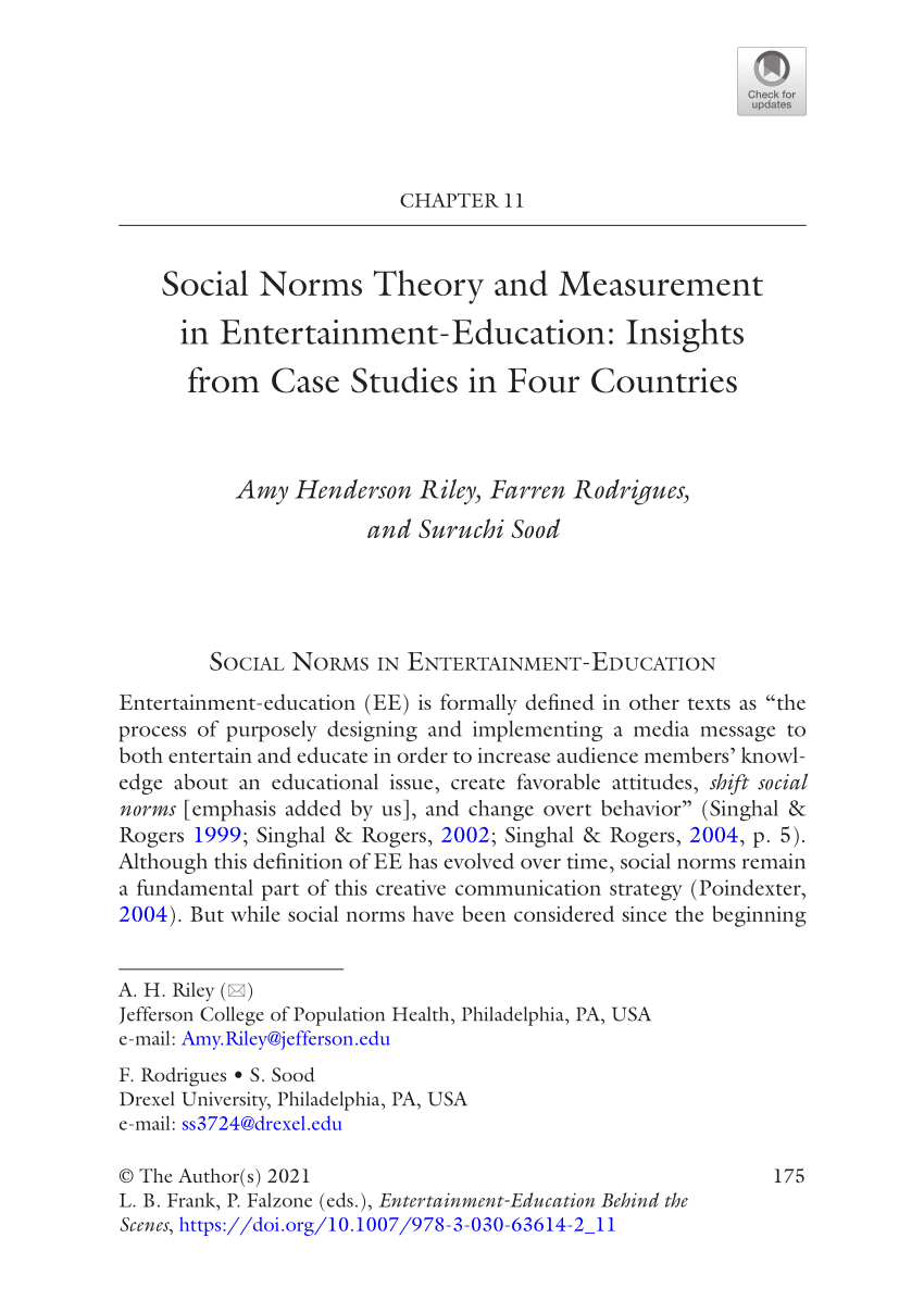 PDF) Social Norms Theory and Measurement in Entertainment ...