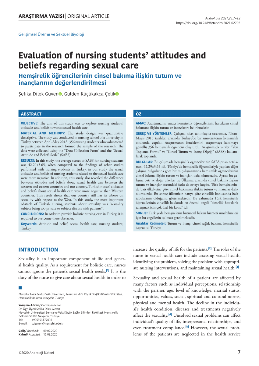 PDF Evaluation of nursing students attitudes and beliefs