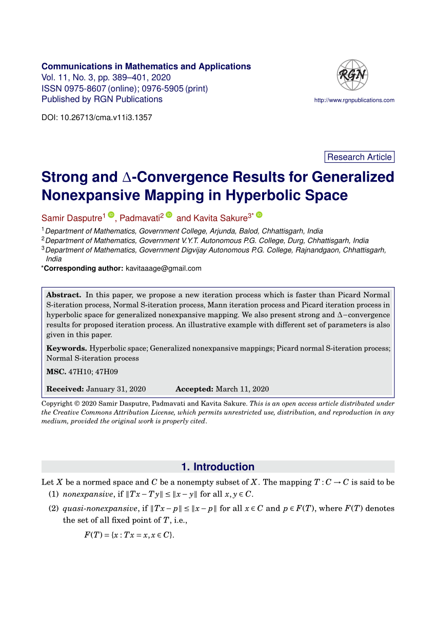 Pdf Strong And Convergence Results For Generalized Nonexpansive Mapping In Hyperbolic Space
