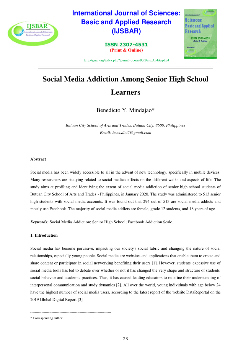 research hypothesis about social media addiction
