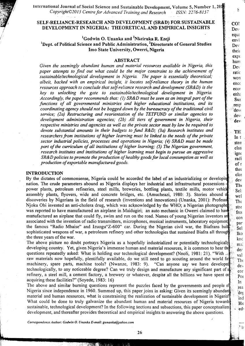 self reliance research paper