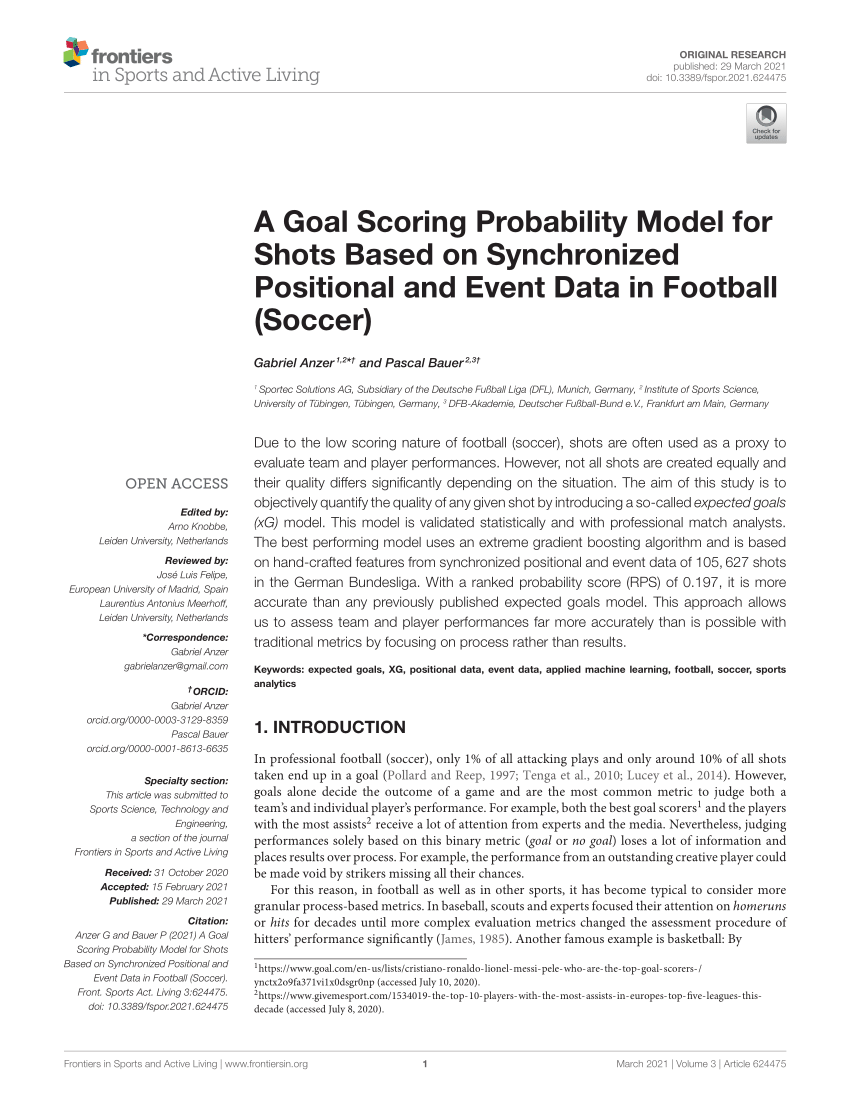 xG: evaluating the quality of goal-scoring chances in football - SciSports