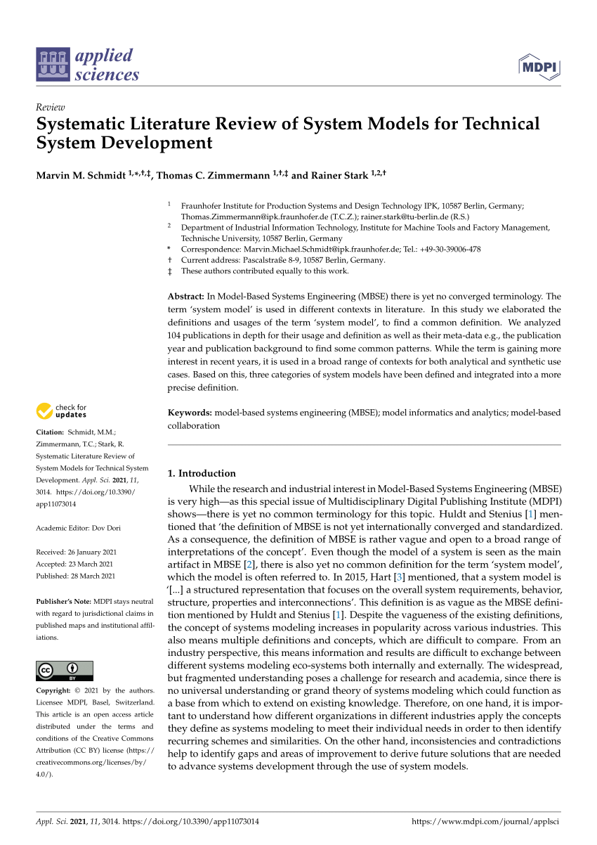 systematic literature review how is model based systems engineering justified