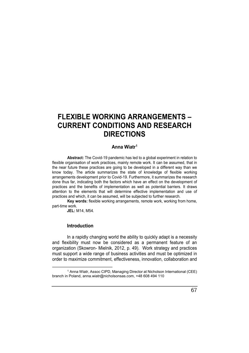 literature review flexible work arrangements
