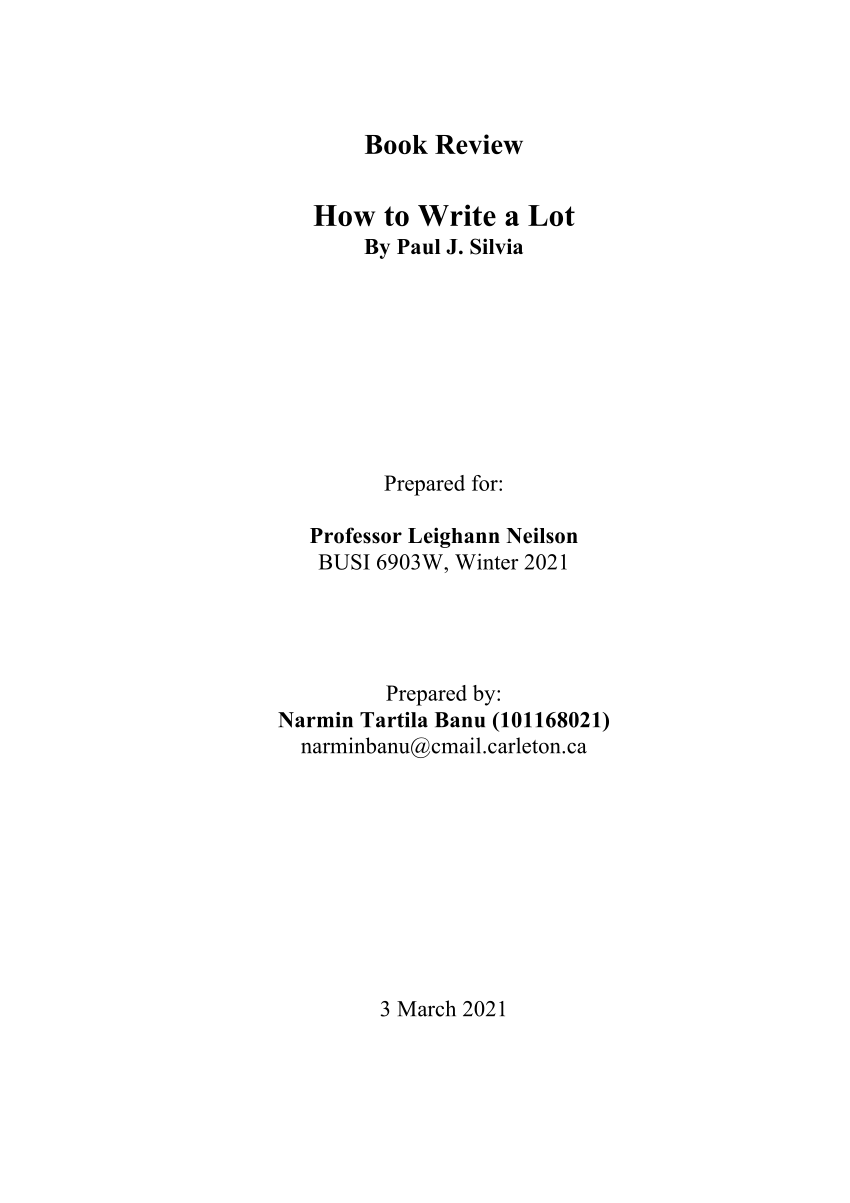 PDF) Book Review: How to Write a Lot by Paul J Silvia