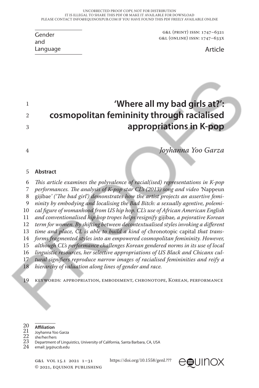 PDF) 'Where all my bad girls at?': cosmopolitan femininity appropriations