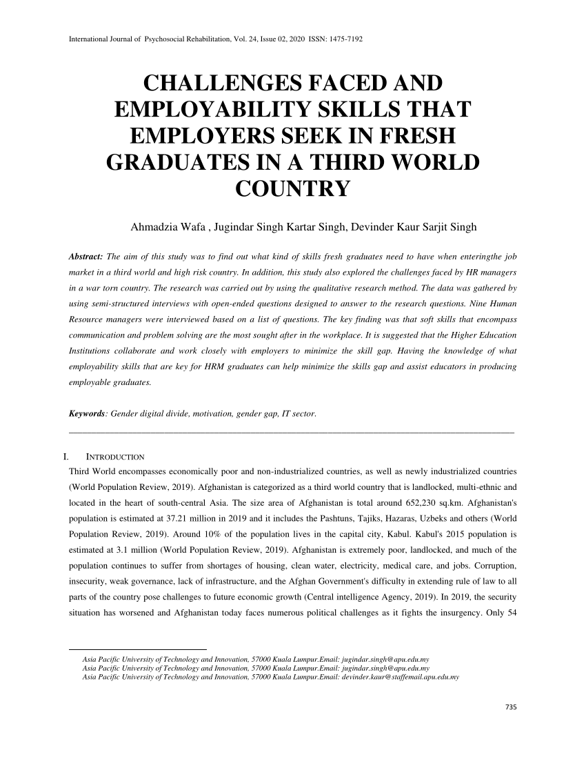 Pdf Challenges Faced And Employability Skills That Employers Seek In Fresh Graduates In A 5698