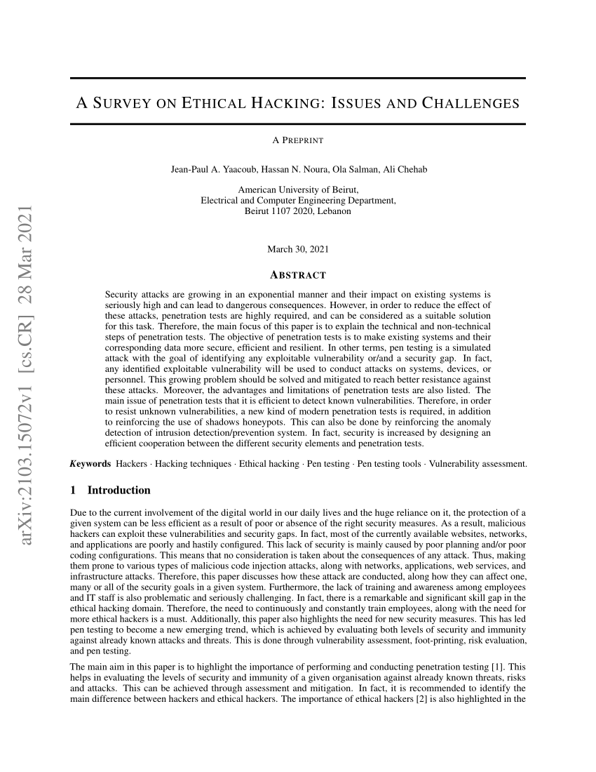 research paper on hacking pdf