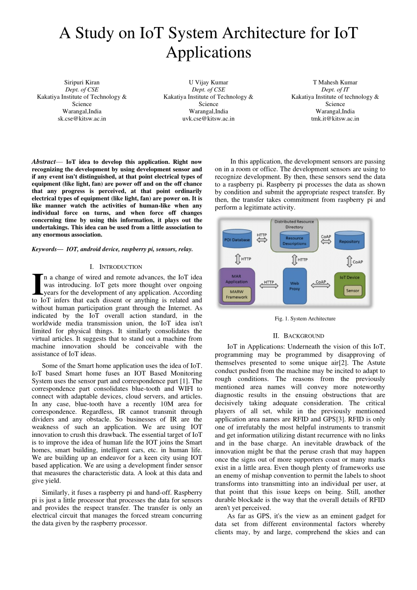 research paper on iot architecture