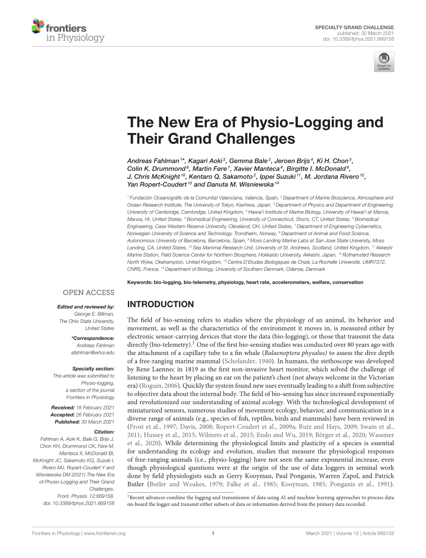 Pdf The New Era Of Physio Logging And Their Grand Challenges