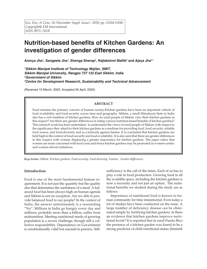 kitchen gardening research paper pdf