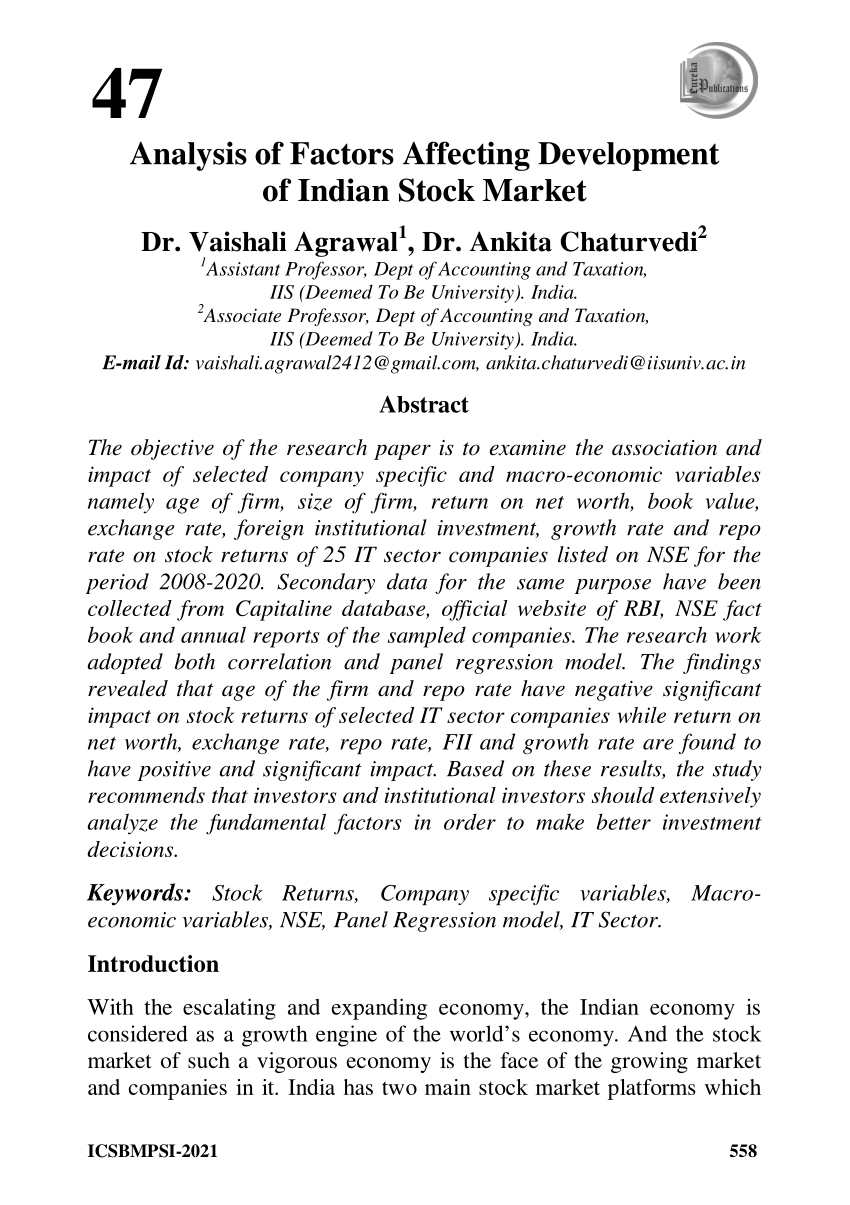 dissertation topics on stock market in india