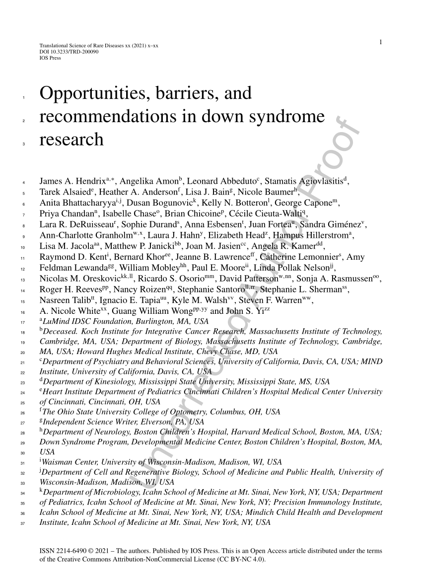 down syndrome research paper pdf