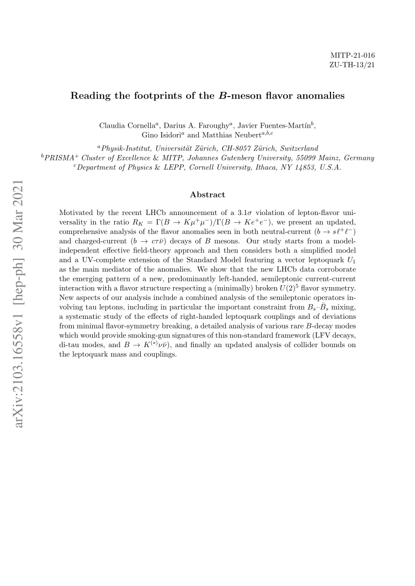 Pdf Reading The Footprints Of The B Meson Flavor Anomalies