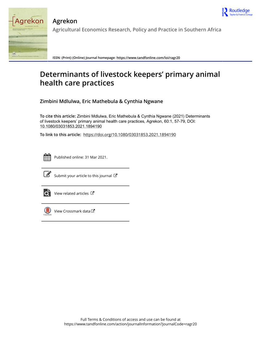 (PDF) Determinants of livestock keepers’ primary animal health care