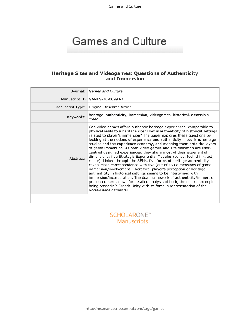 PDF) Historical agency and videogame play: a case study of Assassin's Creed  3