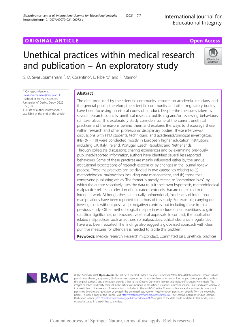 definition of unethical medical research
