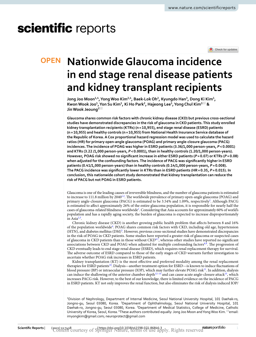 PDF Nationwide Glaucoma incidence in end stage renal disease ...