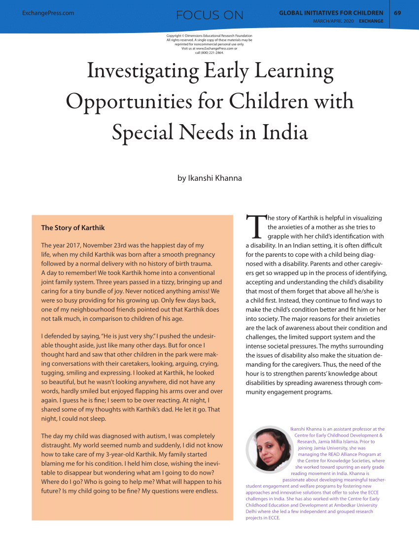 research articles about special needs