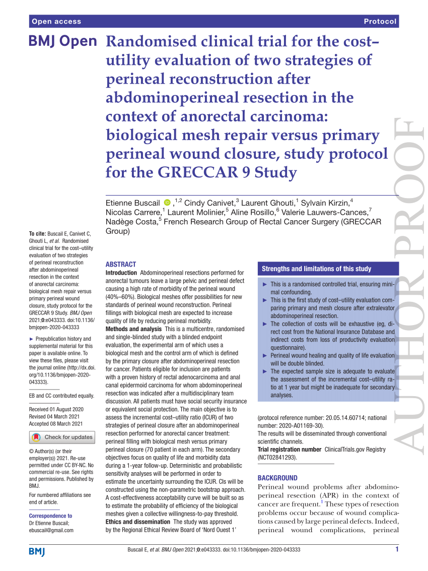 Pdf Randomised Clinical Trial For The Cost Utility Evaluation Of Two Strategies Of Perineal 6188