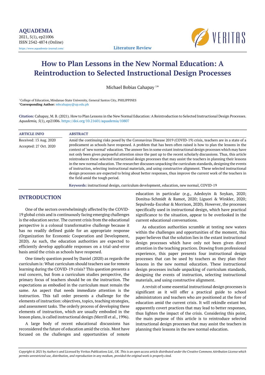 example of research paper about new normal education