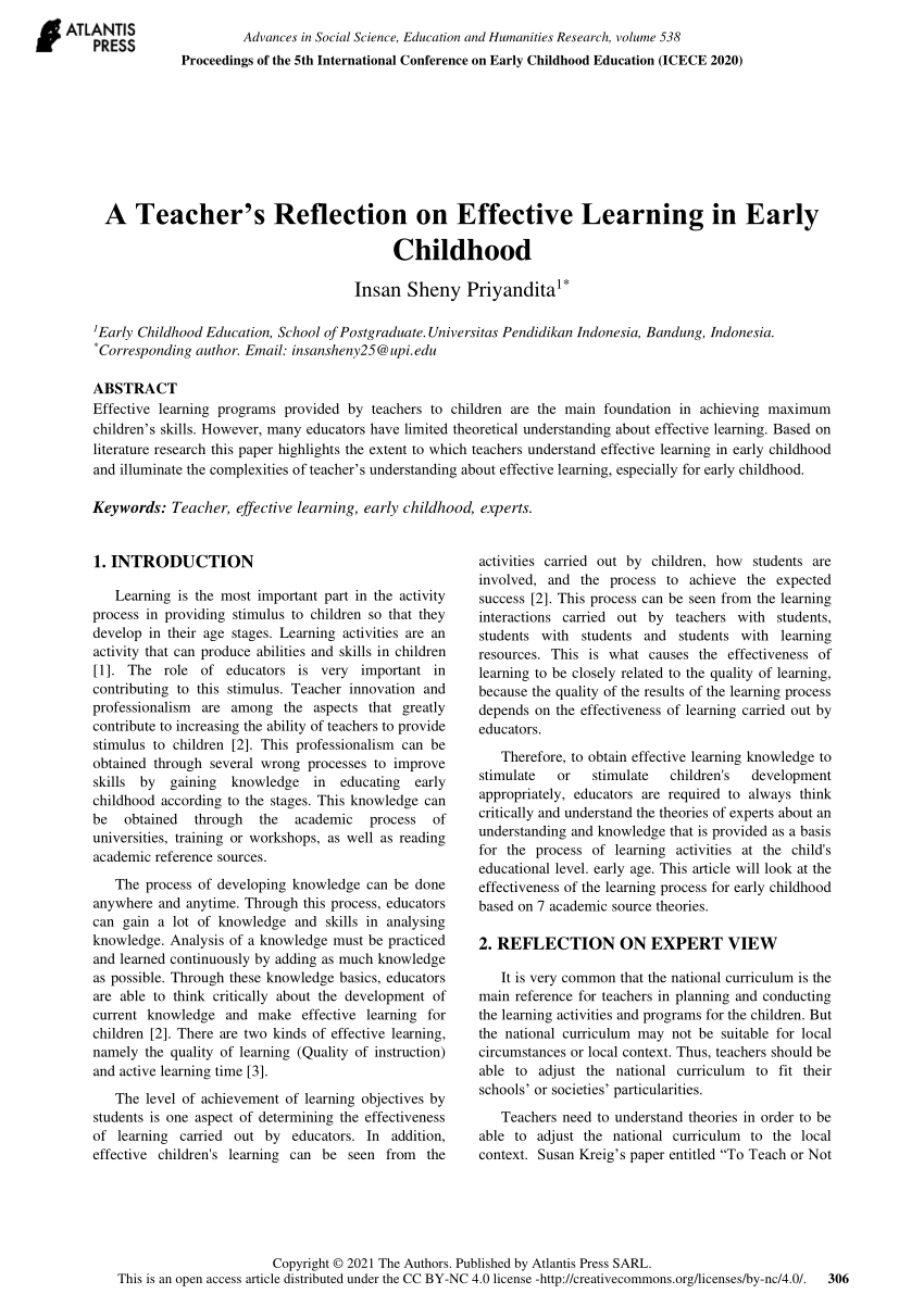 effective teacher reflection essay