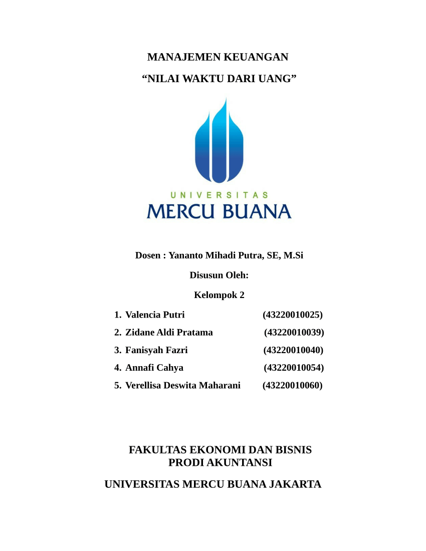 Pdf Nilai Waktu Dari Uang