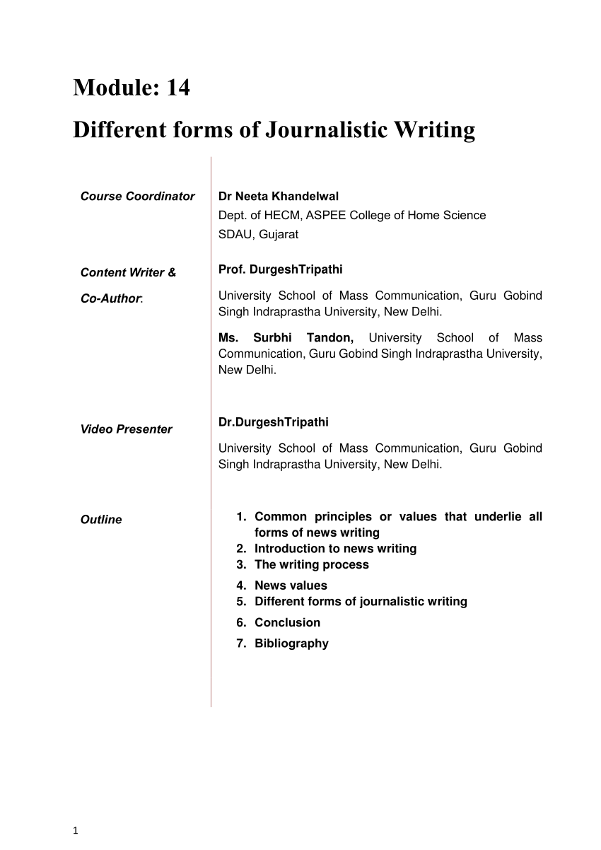 journalistic essay template