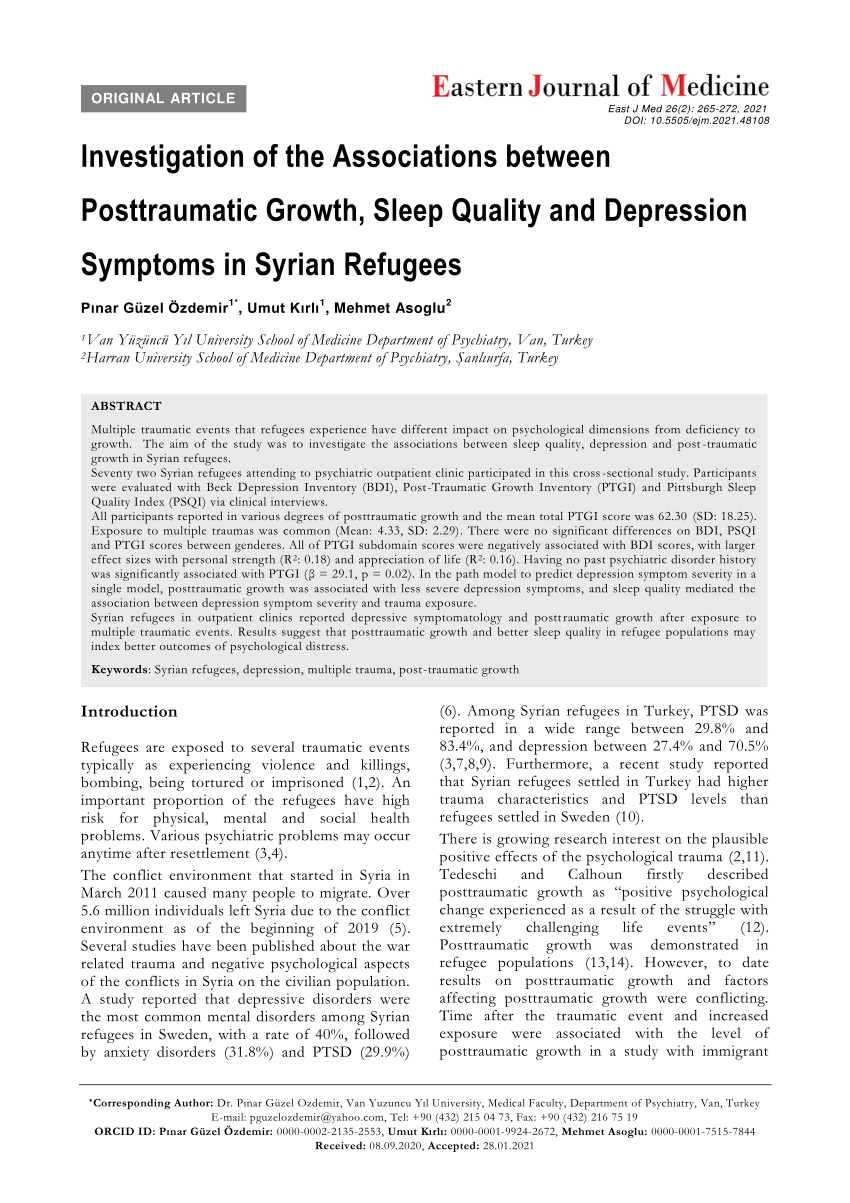 PDF Investigation of the Associations between Posttraumatic  