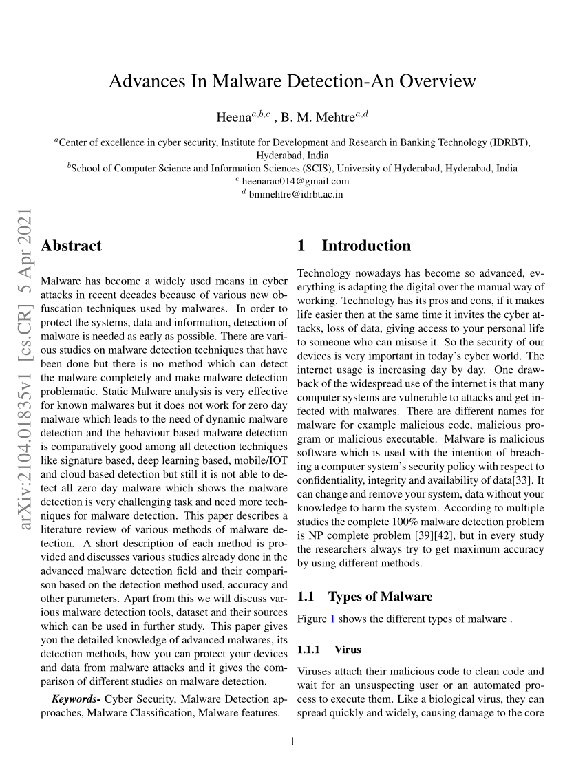 research paper on malware detection