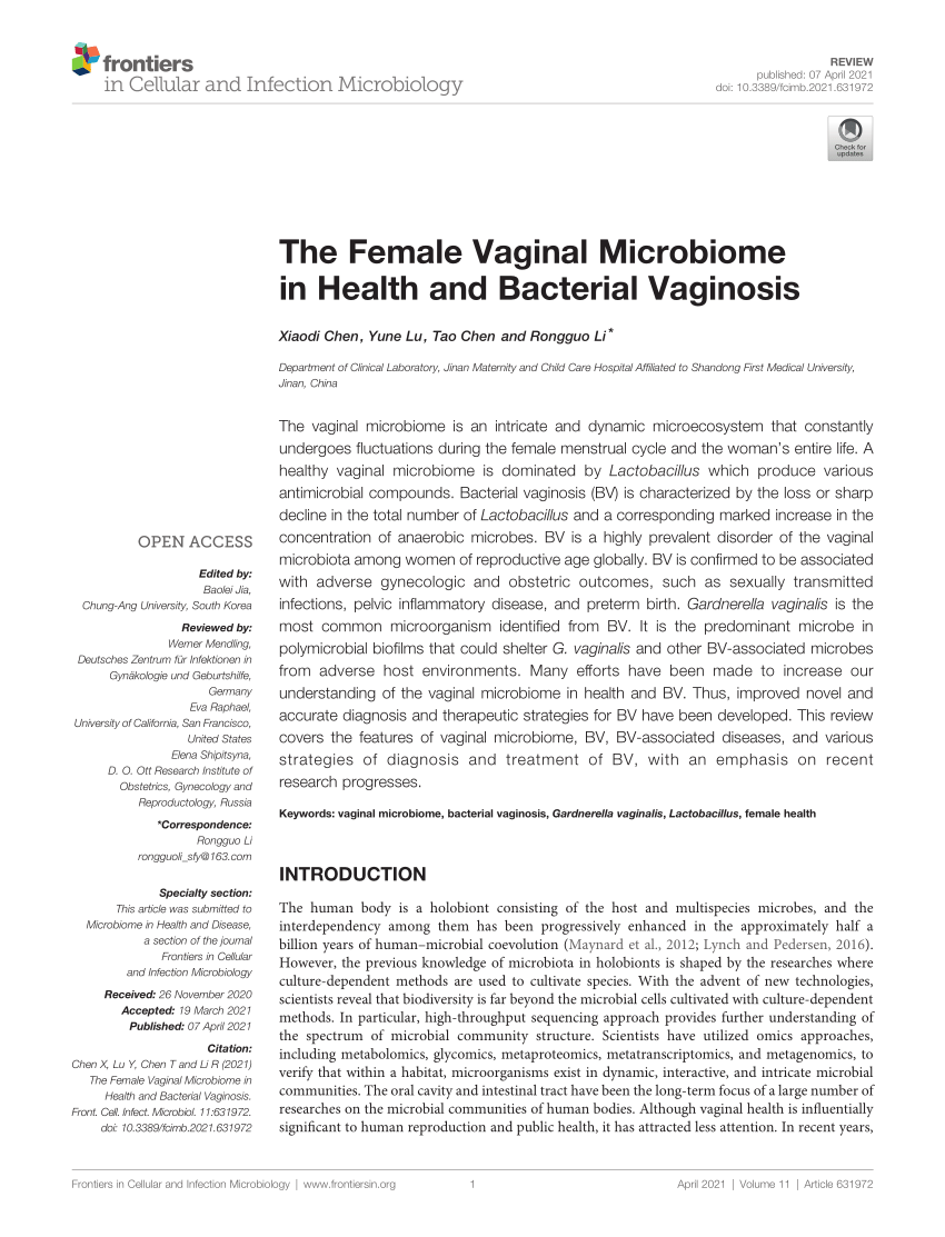 Pdf The Female Vaginal Microbiome In Health And Bacterial Vaginosis