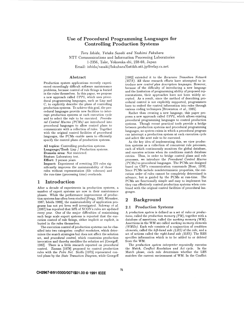 research paper on procedural programming language