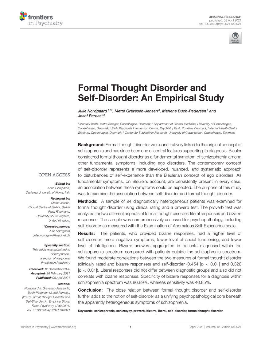 formal thought disorder research paper