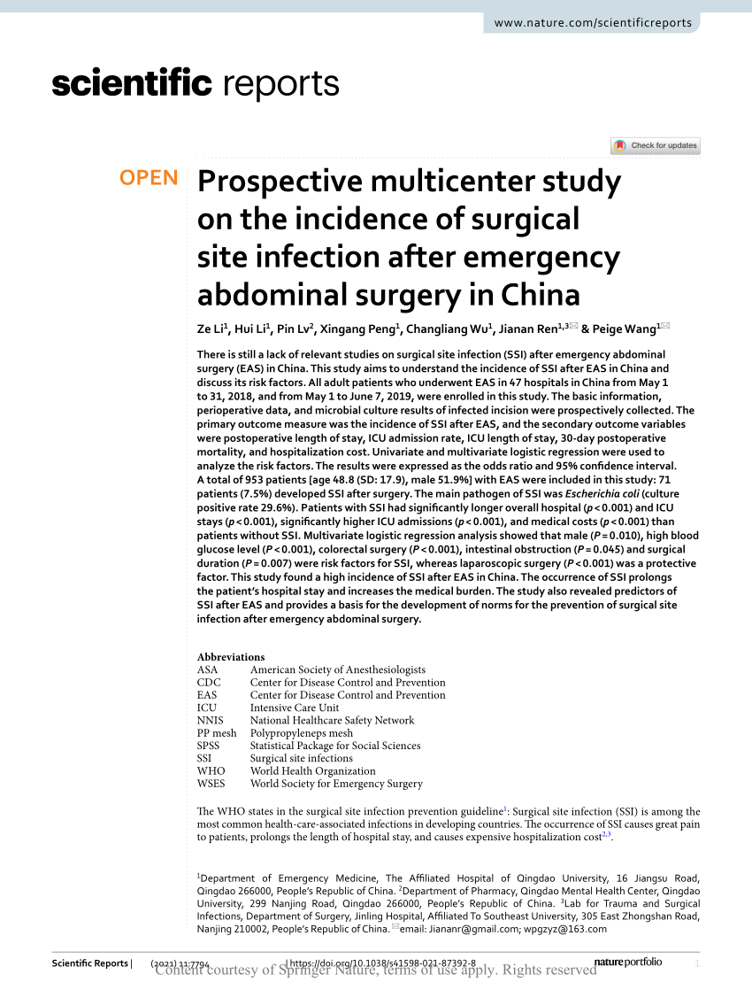 research proposal on surgical site infection