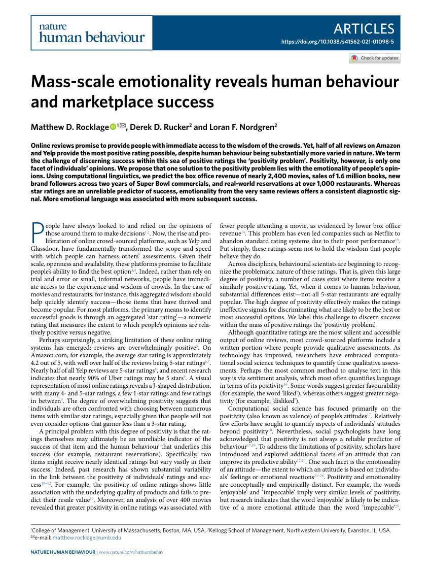 PDF) Mass-scale emotionality human behaviour marketplace success